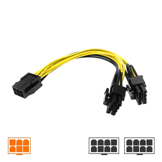 6-Pin Female to 2 x 8-Pin (6+2) Male PCI Express Splitter Cable