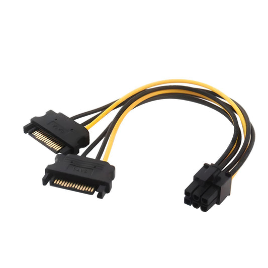 8-pin (6+2) Male To Dual SATA Splitter Cable